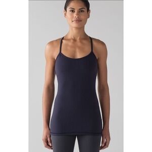 Lululemon 4 Power Y Tank Built In Bra Navy W1E12S